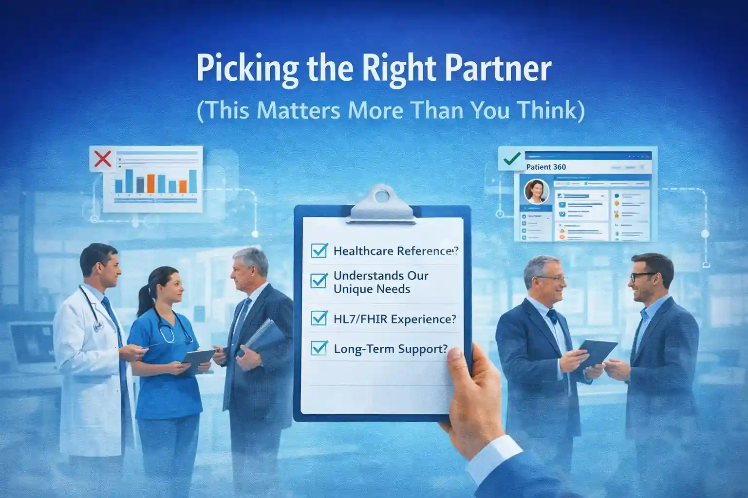 Checklist for choosing a Salesforce Health Cloud implementation partner with healthcare expertise.