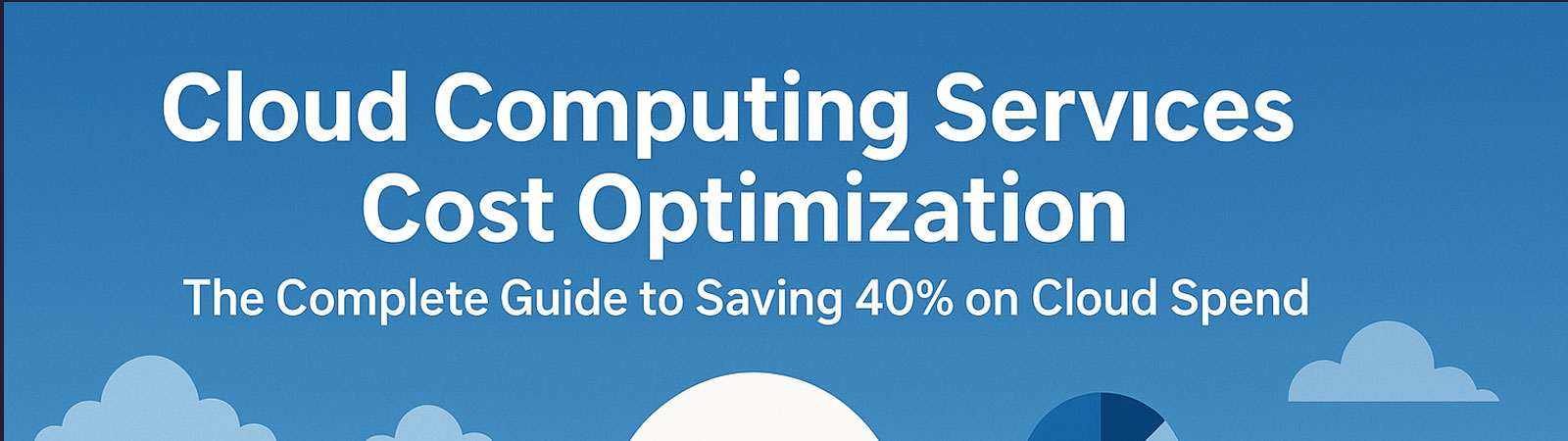 Cloud computing cost optimization illustration with cloud, dollar sign, charts, and laptop showing reduced spending.