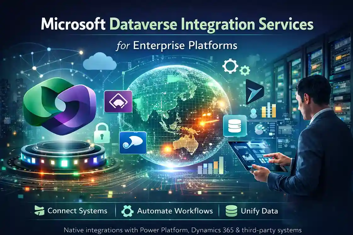 Microsoft Dataverse integration services connecting enterprise systems with Power Platform.