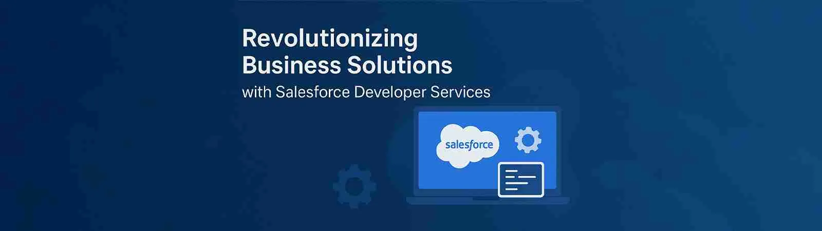Blue tech banner with Salesforce logo and coding icon.