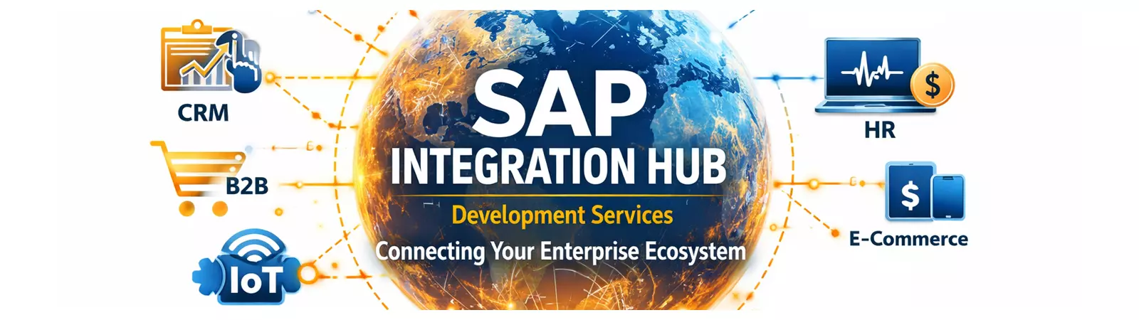 SAP Integration Hub connecting CRM, B2B, IoT, HR, and e-commerce systems